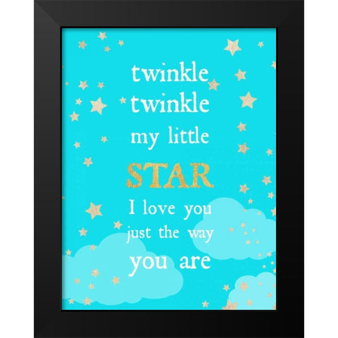 Twinkle Twinkle Black Modern Wood Framed Art Print by Dos Santos, Bella