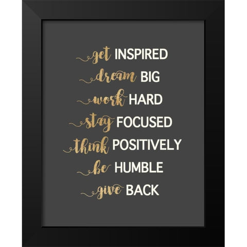 Work Rules Black Modern Wood Framed Art Print by Dos Santos, Bella