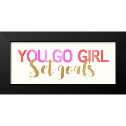 Set Goals Black Modern Wood Framed Art Print by Dos Santos, Bella