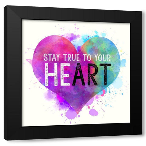 Stay True To Your Heart Black Modern Wood Framed Art Print with Double Matting by Dos Santos, Bella