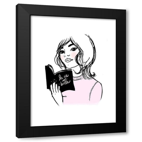 Bookish Black Modern Wood Framed Art Print by Dos Santos, Bella
