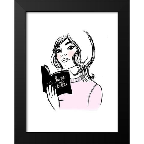 Bookish Black Modern Wood Framed Art Print by Dos Santos, Bella