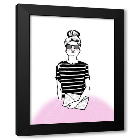 Pretty In Pink Black Modern Wood Framed Art Print with Double Matting by Dos Santos, Bella