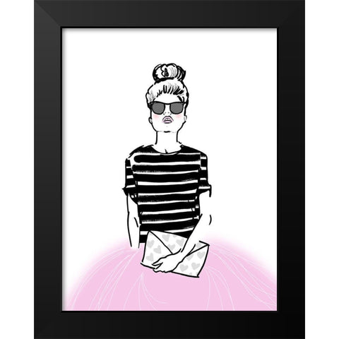 Pretty In Pink Black Modern Wood Framed Art Print by Dos Santos, Bella