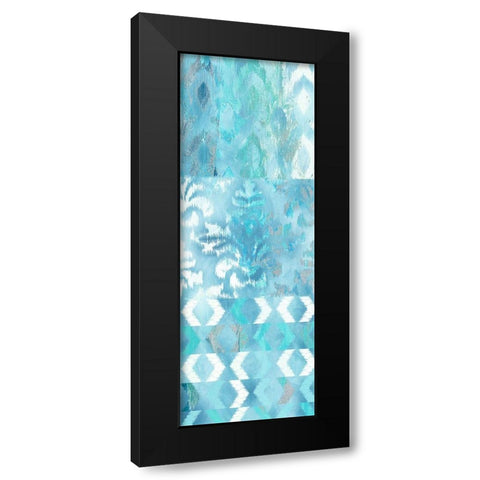 Blue Silk Ikat 1 Black Modern Wood Framed Art Print with Double Matting by Dos Santos, Bella