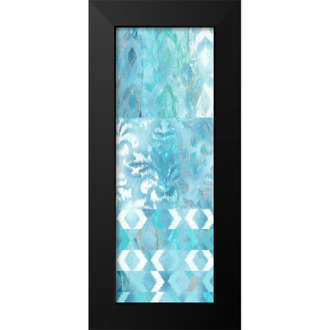 Blue Silk Ikat 1 Black Modern Wood Framed Art Print by Dos Santos, Bella