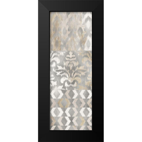 Silk Ikat Panel 1 Black Modern Wood Framed Art Print by Dos Santos, Bella