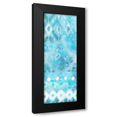 Blue Silk Ikat 3 Black Modern Wood Framed Art Print by Dos Santos, Bella