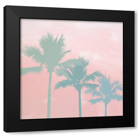Sunset Palm Trees Black Modern Wood Framed Art Print with Double Matting by Dos Santos, Bella