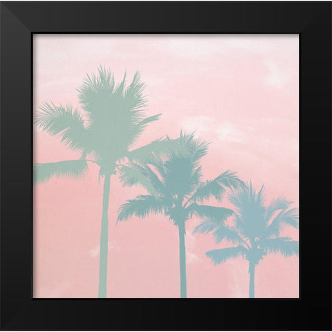 Sunset Palm Trees Black Modern Wood Framed Art Print by Dos Santos, Bella