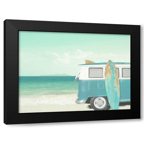 Surfs up Black Modern Wood Framed Art Print with Double Matting by Dos Santos, Bella