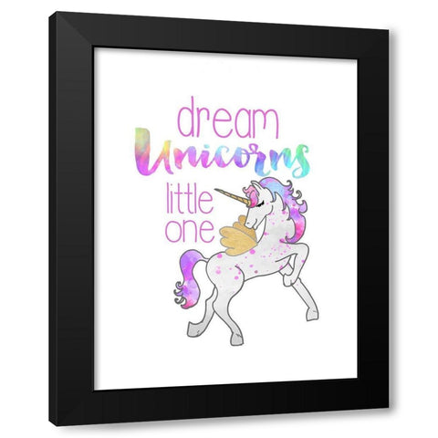 Dream Unicorns Black Modern Wood Framed Art Print with Double Matting by Dos Santos, Bella