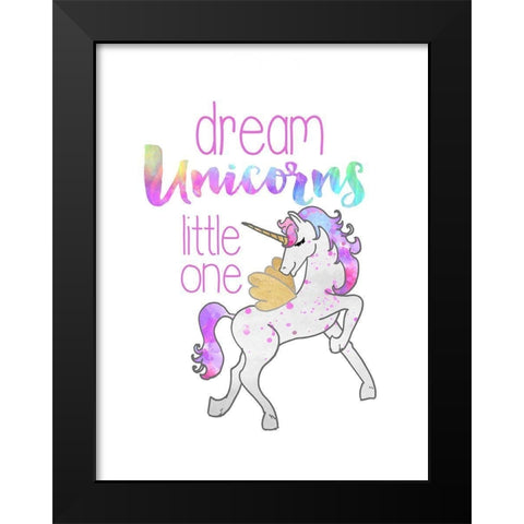 Dream Unicorns Black Modern Wood Framed Art Print by Dos Santos, Bella