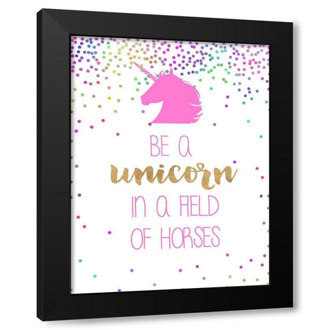 Be A Unicorn Black Modern Wood Framed Art Print with Double Matting by Dos Santos, Bella