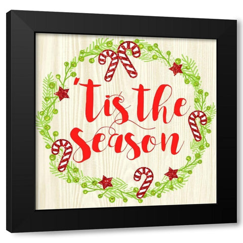 Tis The Season Black Modern Wood Framed Art Print by Dos Santos, Bella