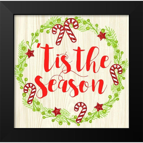 Tis The Season Black Modern Wood Framed Art Print by Dos Santos, Bella