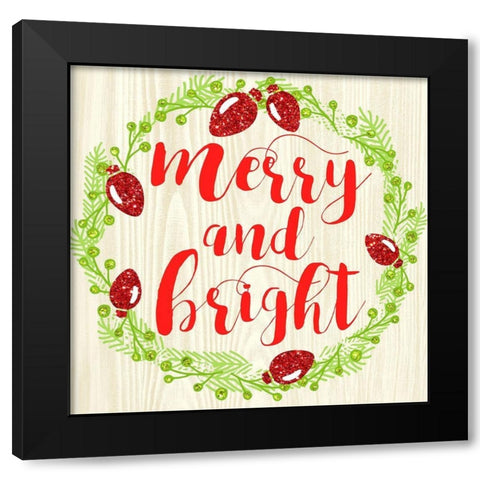 Merry And Bright Black Modern Wood Framed Art Print with Double Matting by Dos Santos, Bella