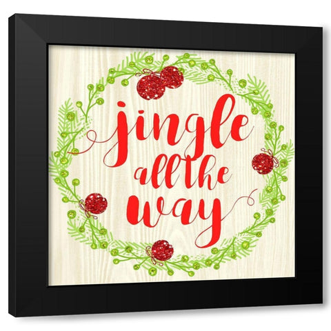Jingle All The Way Black Modern Wood Framed Art Print with Double Matting by Dos Santos, Bella