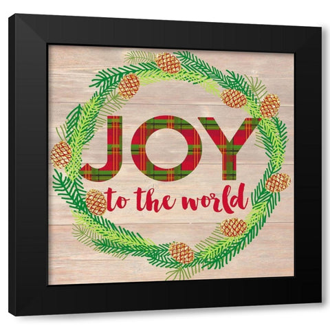 Joy To The World Black Modern Wood Framed Art Print with Double Matting by Dos Santos, Bella