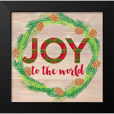 Joy To The World Black Modern Wood Framed Art Print by Dos Santos, Bella