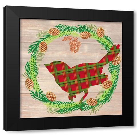 Plaid Cardinal Black Modern Wood Framed Art Print by Dos Santos, Bella
