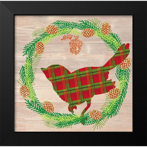 Plaid Cardinal Black Modern Wood Framed Art Print by Dos Santos, Bella