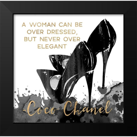 Never Over Elegant Black Modern Wood Framed Art Print by Dos Santos, Bella