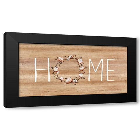 Home, Cotton Wreath Black Modern Wood Framed Art Print by Dos Santos, Bella