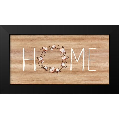 Home, Cotton Wreath Black Modern Wood Framed Art Print by Dos Santos, Bella