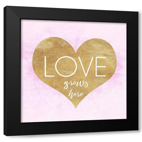 Love Grows Here Black Modern Wood Framed Art Print with Double Matting by Dos Santos, Bella
