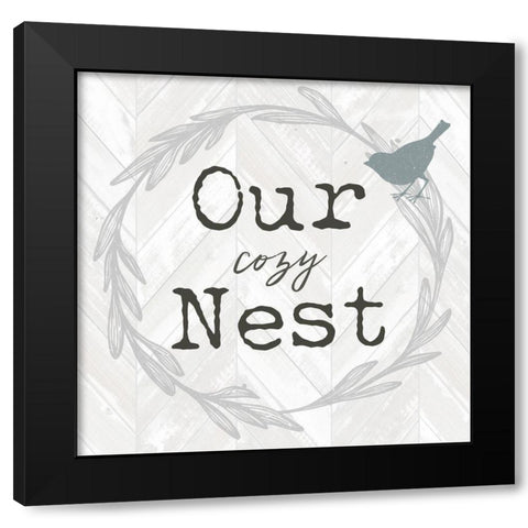Our Cozy Nest Black Modern Wood Framed Art Print with Double Matting by Dos Santos, Bella