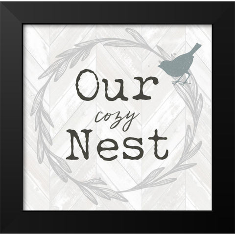 Our Cozy Nest Black Modern Wood Framed Art Print by Dos Santos, Bella