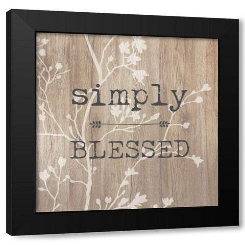 Simple Blessed Black Modern Wood Framed Art Print by Dos Santos, Bella