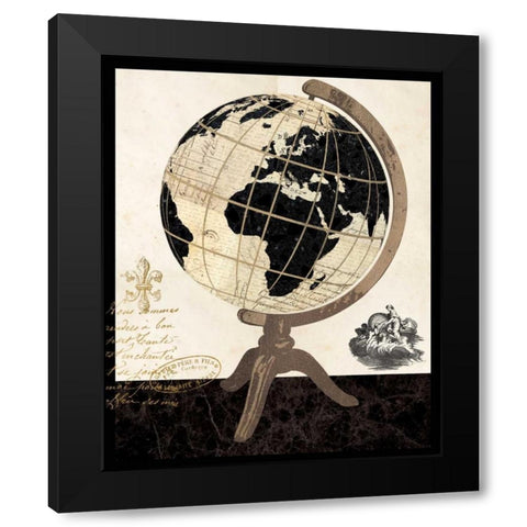 Vintage French Globe Black Modern Wood Framed Art Print with Double Matting by Ross, Devon