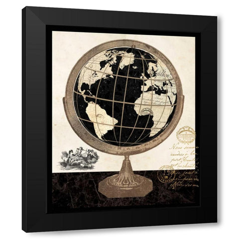 Antique French Globe Black Modern Wood Framed Art Print with Double Matting by Ross, Devon