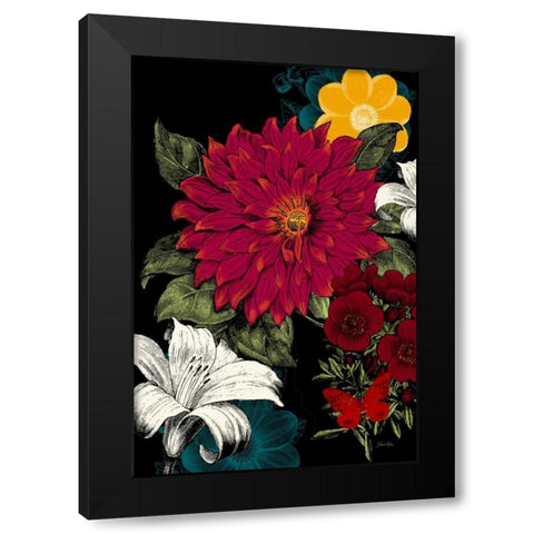 Vibrant Florals Black 1 Black Modern Wood Framed Art Print with Double Matting by Ross, Devon