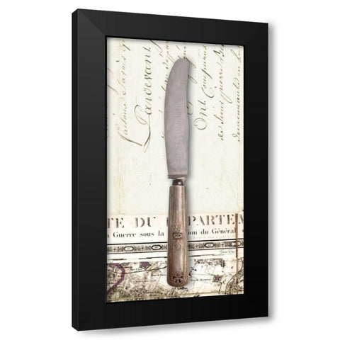 French Cuisine Knife Black Modern Wood Framed Art Print with Double Matting by Ross, Devon