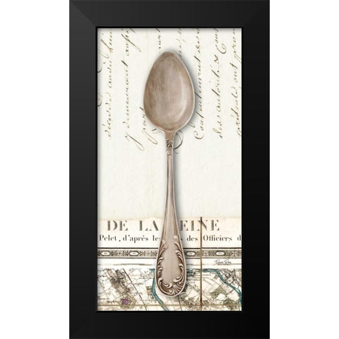 French Cuisine Spoon Black Modern Wood Framed Art Print by Ross, Devon