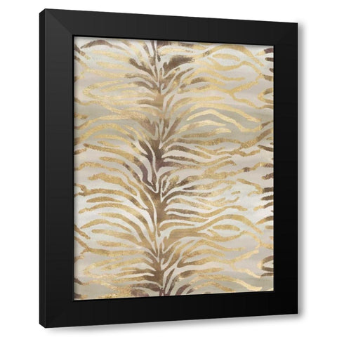 Gilded Zebra Print Black Modern Wood Framed Art Print by Ross, Devon