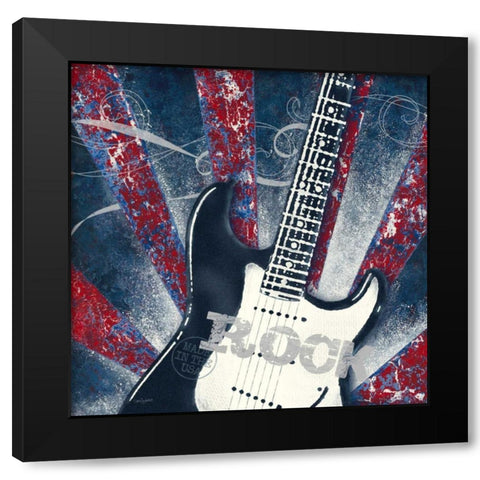 Rock Guitar Black Modern Wood Framed Art Print with Double Matting by Appleman, Sam