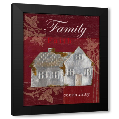 Family - Faith - Community Black Modern Wood Framed Art Print by Appleman, Sam