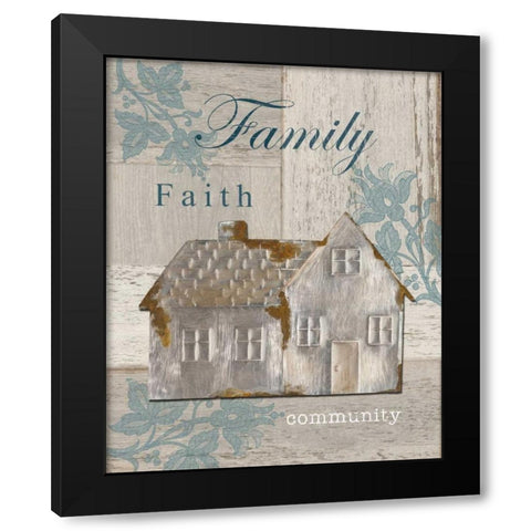 Family - Faith - Community Black Modern Wood Framed Art Print by Appleman, Sam