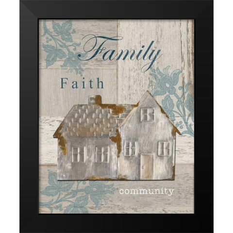 Family - Faith - Community Black Modern Wood Framed Art Print by Appleman, Sam