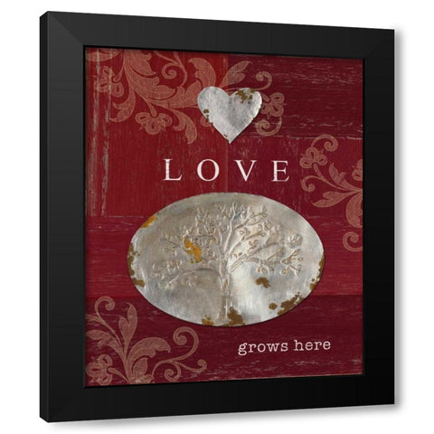Love Grows Here Black Modern Wood Framed Art Print with Double Matting by Appleman, Sam