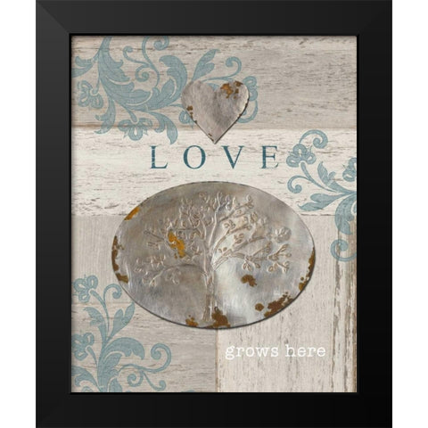 Love Grows Here Black Modern Wood Framed Art Print by Appleman, Sam