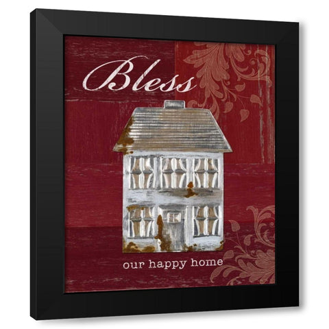 Bless Our Happy Home Black Modern Wood Framed Art Print by Appleman, Sam