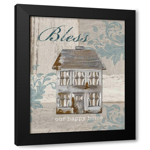 Bless Our Happy Home Black Modern Wood Framed Art Print by Appleman, Sam