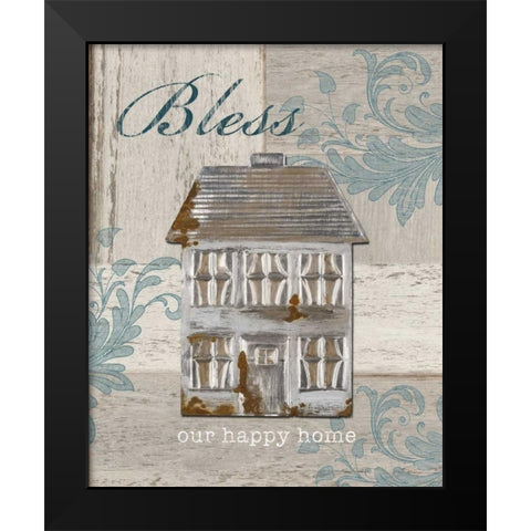 Bless Our Happy Home Black Modern Wood Framed Art Print by Appleman, Sam