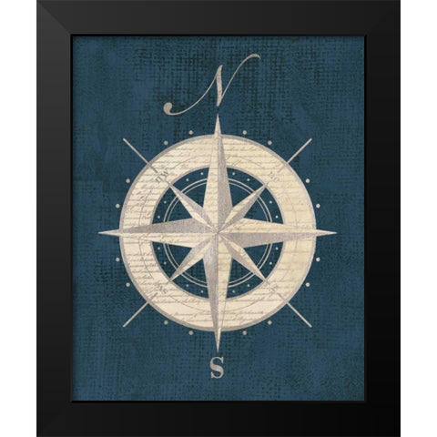 Compass Rose Black Modern Wood Framed Art Print by Appleman, Sam