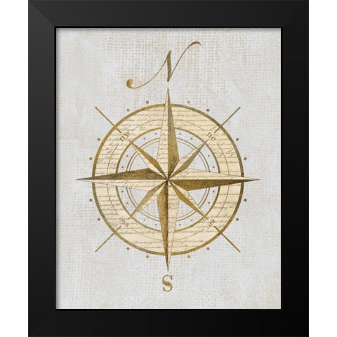 Compass Rose Black Modern Wood Framed Art Print by Appleman, Sam